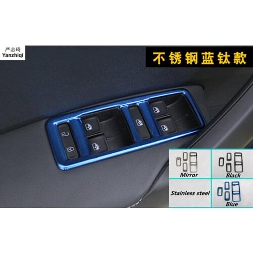 Stainless steel 4pcs/lot Glass lifting switch decoration frame Car Styling Stickers for Skoda 2014-2017 Rapid / Rapid Spaceback
