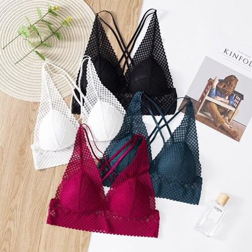 New Arrival Women Push Up Wireless Lace Bra Top V Neck Beauty Back Women Bra Bralette Underwear Lingerie Full Cup Hot Backless