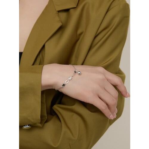 New S925 Sterling Silver Simple Punk Chain Bracelet Womens Bracelet