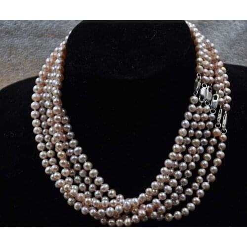 Wholesale 6 Strands 6-7mm purple freshwater pearl necklace