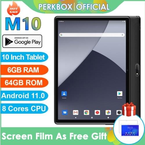 PERKBOX M10 Tablet PC 10 Inch Octa Core 6GB RAM 64GB ROM Android 10.0 4G FDD LTE 1280x800 IPS WiFi GPS Bluetooth планшет