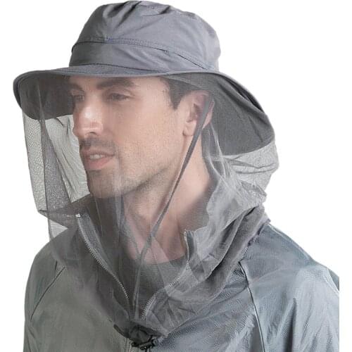 Safari Sun Bucket Hat Men with Hidden Net Mesh Outdoor Mosquito Head Net Hat Solid kapelusz Outdoor gorro cappello pescatore