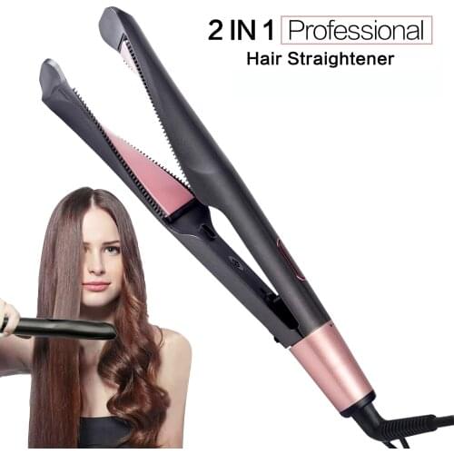 Hair Curler and Hair Straightener 2 In 1 Multifunctional Straightening Iron Tourmaline Ceramic Curling Iron Hair Styling Tools