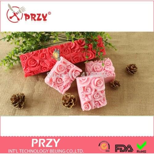 Silicone Toast Soap Mold Flowers with Leaves Fondant Cake Decorations Handmade Mold Valentines Day Rose Moulds PRZY Silica Gel