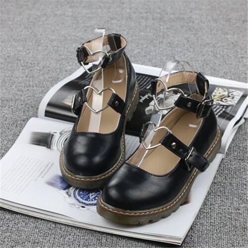 Student Shoes College Girl Student LOLITA Shoes JK Uniform Shoes PU Leather Heart-shaped Lac Shoes shose women 2019