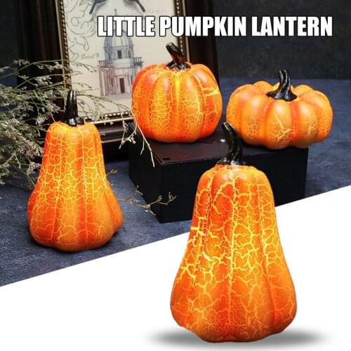 LED Halloween Pumpkin Mini Lantern Battery Powered Warm White Lights Halloween Decoration Dress up Props Desktop Ornaments
