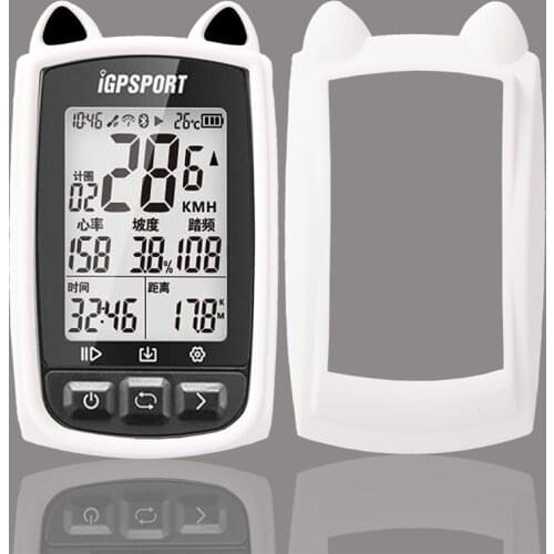 Generic Bike Gel Skin Case & Screen Protector Cover for IGPSPORT IGS50 GPS Computer Silicone Case for IGS50 Cat Ear Cartoon S50