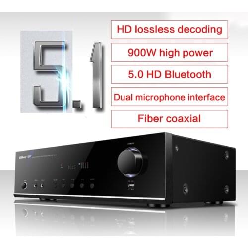 900W 5.1 Power Amplifier Home High-power Heavy Bass Professional Hifi Bluetooth Stage Audio Karaoke 5.1 Fever Power Amplifier