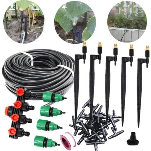 30/40m 4-Ways Hose Spliter Watering Kits Adjustable Brass Sprinkler For Garden Flower Watering Micro Irrigation Nozzle