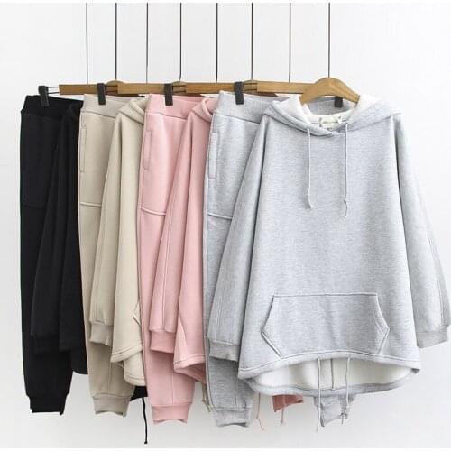 Plus size womens autumn and winter clothes, new Korean version of the slim casual sports plus velvet sweater suit