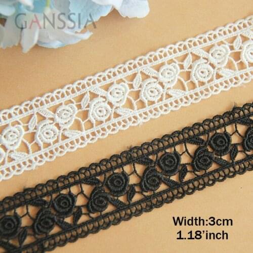 1yard Width:3cm High Quality Lace Rose Hollowed Out Water Soluble Laces Embellish for Cloth Embroidered (ss-422)