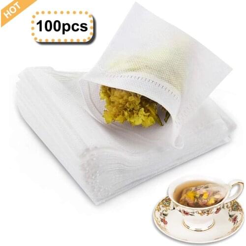 100Pcs/Lot Teabags 9x 7CM Empty Scented Tea Bags With String Heal Seal Filter Paper for Herb Loose Tea