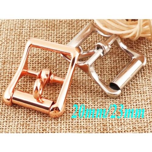 12 pcs Metal Rose Gold/Silver Center Bar Buckle Slide 20mm/23mm Belt Strap Fasteners Bag buckles strap Adjuster Buckles
