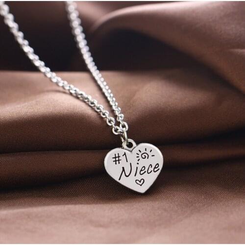12PC Niece Necklaces Heart Pendant Charm Necklaces Family Kids Children Girls Birthday Christmas Party Gifts Jewelry Accessories