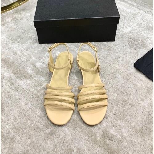 2021 Newest Summer Shoes Woman Rome Genuine Leaher Ankle-Strap Woman Sandals Open-Toes Square Heels Woman Sandals Bota Feminina