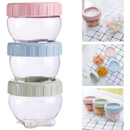 3 Pcs Portable Snacks Storage Jar Plastic Sealed Cans Spice Teas Beans Candy