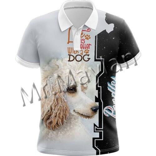 3D Print Fashion Animal Standard Poodle Dog Men/Women Leisure Polo shirt Hipsters Cool Streetwear T-shirts Beach Shorts S-427