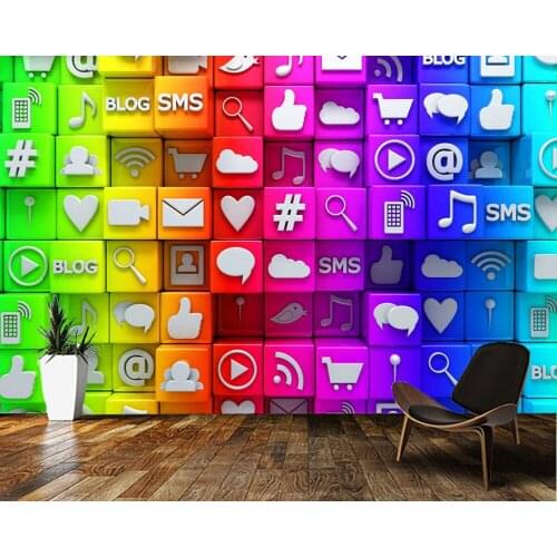 Custom papel DE parede 3d,Social media mural for living room bedroom sofa background decoration waterproof wallpaper