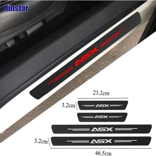 4PCS For Mitsubishi Lancer Outlander ASX Sill Scuff Anti Scratch Carbon Fiber Protector Auto Door Stickers Decal Car Tuning