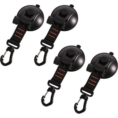 4 Pcs Heavy Duty Suction Cup Anchor with Securing Hook Tie Down, Camping Tarp Accessory As Car Side Awning