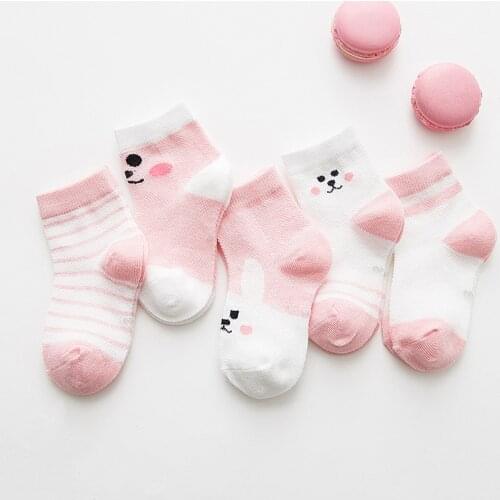 5 Pairs/Lot Summer New Kids Cotton Socks Boy Girl Baby Cute Cartoon Mesh Socks For 0-7 Years Children Fashion Socks CN