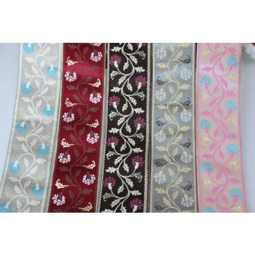 5yards/lot wide 6.1cm Woven Jacquard Ribbon flowers pattern for curtain and clothing accessory LS-0319