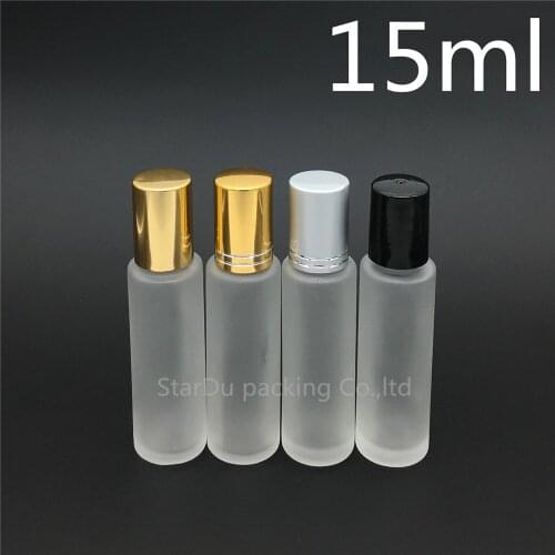 500pcs 15ml transparent frosted rollon bottle ,essential oil perfume bottle 15cc small glass roller container