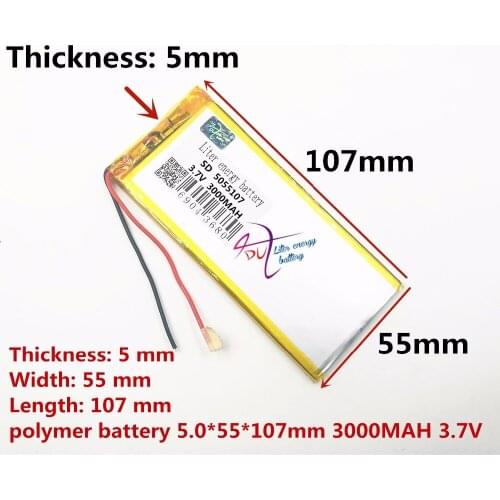 5055107 Lithium Polymer Battery 3000mah 3.7v 5055110 Li-ion Rechargeable Battery for Tablet PC Lithium ion Battery