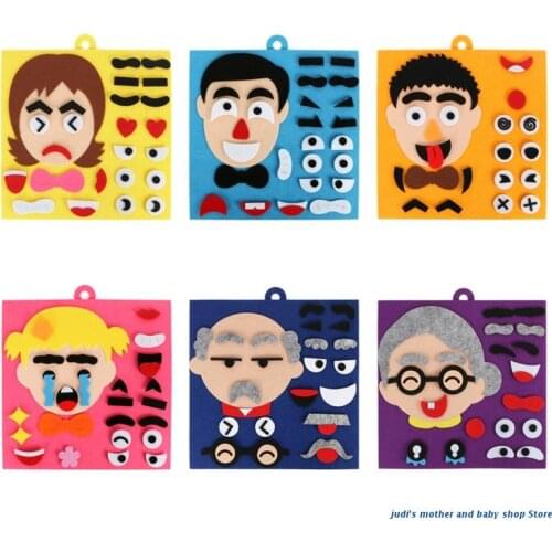 67JC DIY Facial Expressions Puzzle Toys Interactive Parent Child Non-Woven Face Changing Toy Matching Game for Kids Learning
