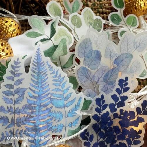 75 PCS Fresh Plant Illustrated Sticker Eucalyptus Fern Frangrance Dry Leaf Sulfuric Acid Journal DIY Scrapbooking Label Stickers