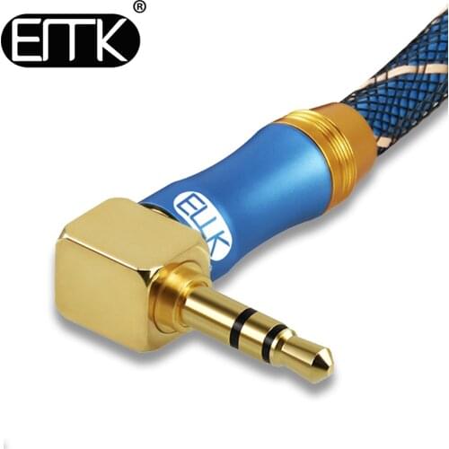 EMK 3.5mm Jack Audio Cable 3.5 Male to Male Cable Audio 90 Degree Right Angle AUX Cable for Car Headphone MP3/4 Aux