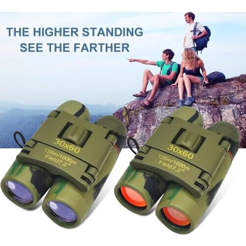 30 x 60 ZOOM Binoculars Telescope Mini Camouflage Double Tube Day And Night Vision Foldable Binocular Camping Equipment