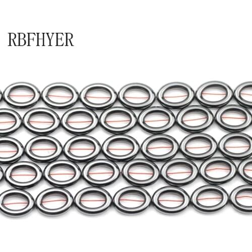 Black Oval Ellipse Circle Natural Hematite Stone16x12MM Spacers Loose Beads For Handmade bracelet Diy Trendy Jewelry accessories