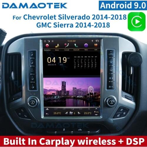 DamaoTek 12.1 inch Android 9.0 tesla style For Chevrolet Silverado GMC Sierra 2014-2018 GPS car navigation vertical wireless