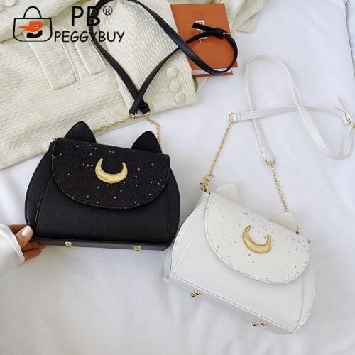 Summer Moon Ladies Handbag Luna Cat Shape Chain Shoulder Bag PU Women Messenger Crossbody Small Handbag Sreetwear
