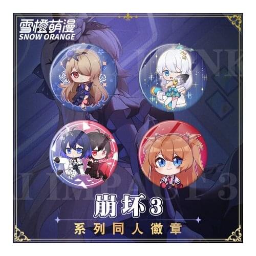 2021 HOT Honkai Impact 3rd Tinplate Badge Bedge Medal Toy Brooch Pin Cosplay Cartoon Figure Itabag Pendant Souvenir Ornaments