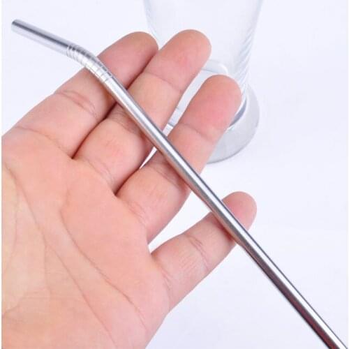 Long 205mm* caliber 6mm stainless steel curved straw, coffee straw, stir bar, juice pipette