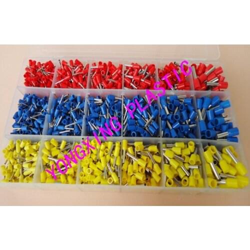 1920pcs/box insulated cord end pin terminal block 6 size three color E0508/E7510/E1008/31508/E2508/E4009 combine kits