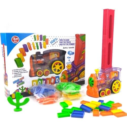 Domino Train Toy Set Building Block Game Rally Train Car Model 80pcs Set Kids Children Child Birthday Christmas Gift With Box