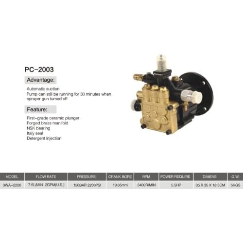 PC-2003 series all copper high pressure washing plunger pump