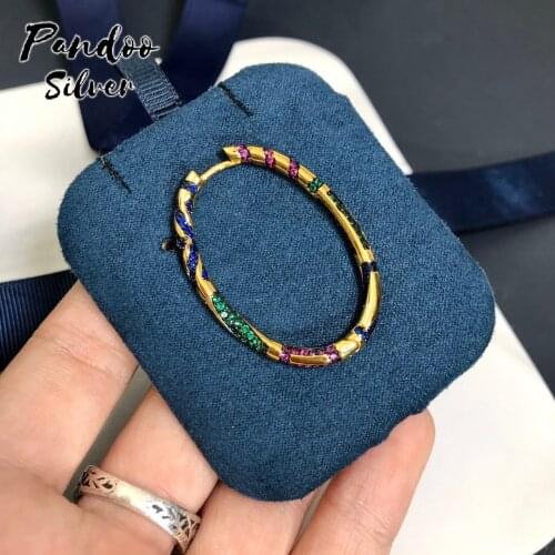Fashion Charm Sterling Silver Copy 1:1 Copy,Yellow Multicolor Hoop Mono Earring With Geometric Shapes Women Luxury Jewelry Gift