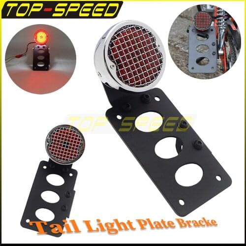 Motorcycle 12V LED Side Mount Tail Light Stop Light W/ License Plate Bracke For Harley Chopper Bobber Softail BMW Cafe Racer