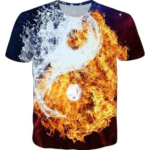 2020 Summer T-shirt Men Streetwear 3d Printing Flame Pattern Custom Tshirt Tops Boy Youth Fashion Casual T-Shirt