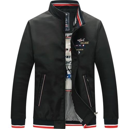 Casual Brand Coats Kenty & Shark Jacket Men Autumn Blue Black High Quality Embroidery Stand Collar Zipper Jackets 4XL