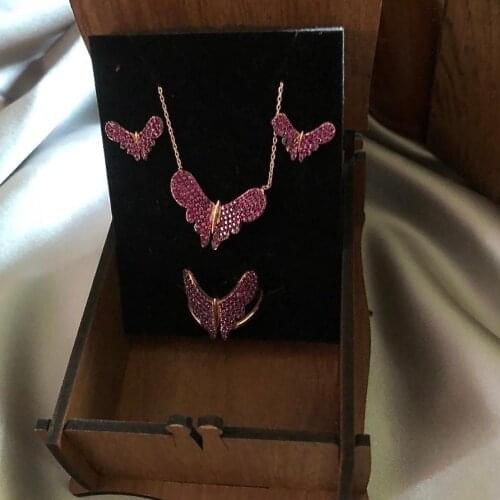 Pink Butterfly Colorfull 925 Silver Set