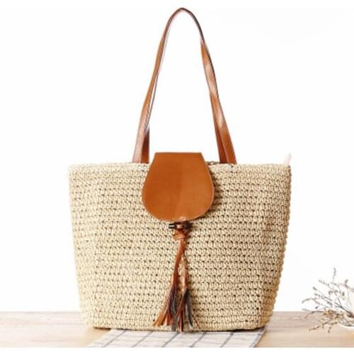 New straw bag ladies shoulder woven bag diagonal retro fashion national wind travel beach leisure bag