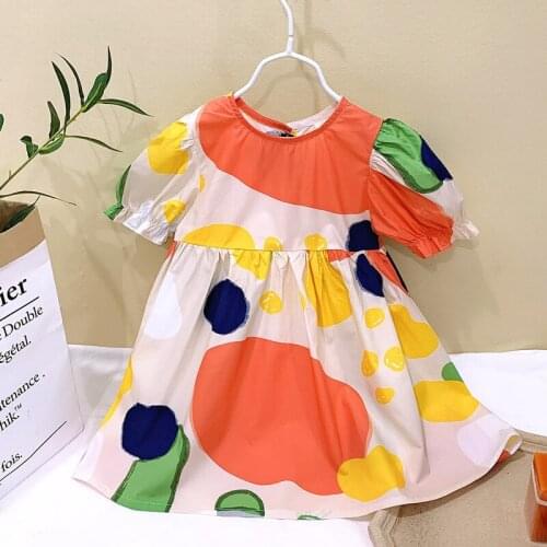 Toddler Girl Clothes Kids Baby Girls Summer Thin Cool Short Puff Sleeve Print Cotton Toddler Children Clothes