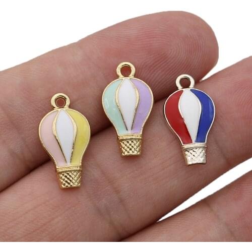 10Pcs Gold Color Hot Air Balloon Charm Pendant for Jewelry Making Earrings Bracelet Necklace Accessories DIY Findings