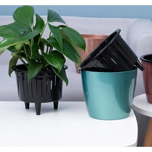 Double Wall Absorption Automatic Water Absorption No Watering Flower Plant Pot Planter Essential for Business Travelers