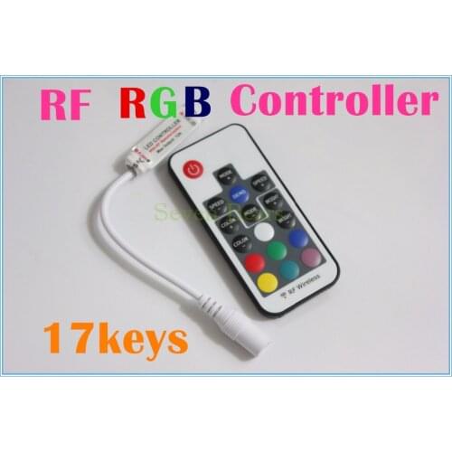 10pcs/lot,DC 5V-24V 12A 17key mini RF wireless led RGB remote Controller with 4pin female DC for RGB LED Strip Lights